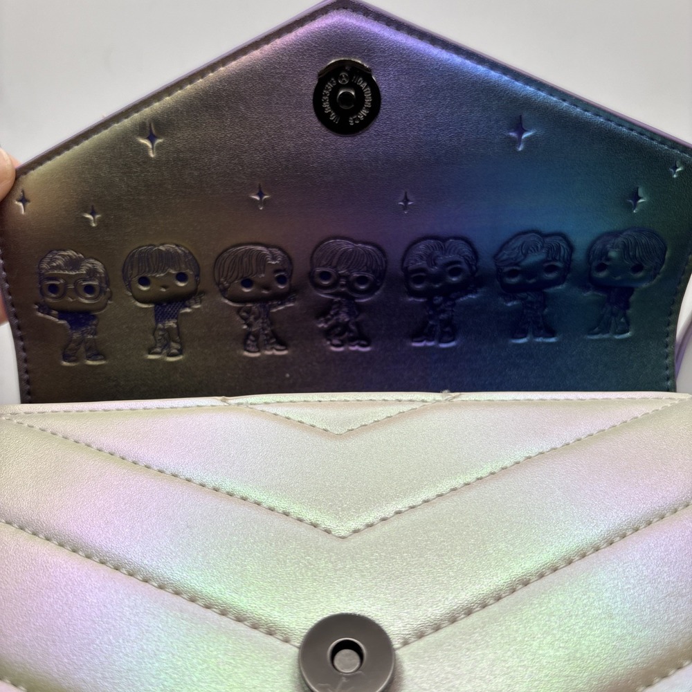 BTS Iridescent Quilted Crossbody Shoulder Bag Funko Pop Loungefly Purple Cream - Picture 4 of 5